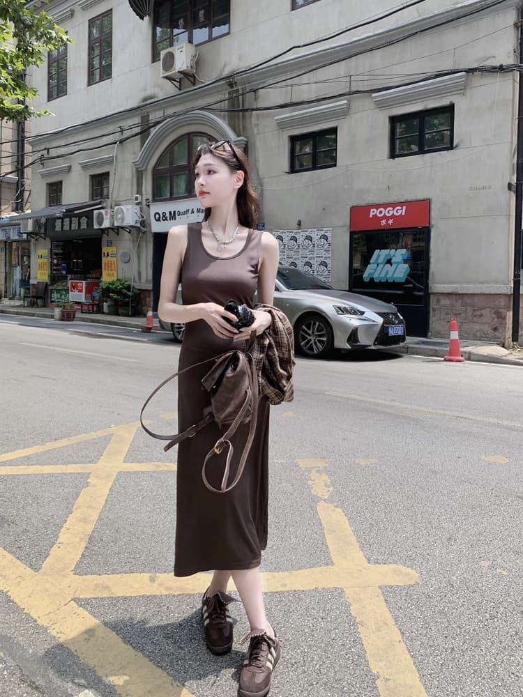 실사 여름 드레스 새로운 빅 사이즈 여성 의류 한국어 조끼 원피스 체크무늬 셔츠 세트 m-4xl200 근 상세 이미지 6