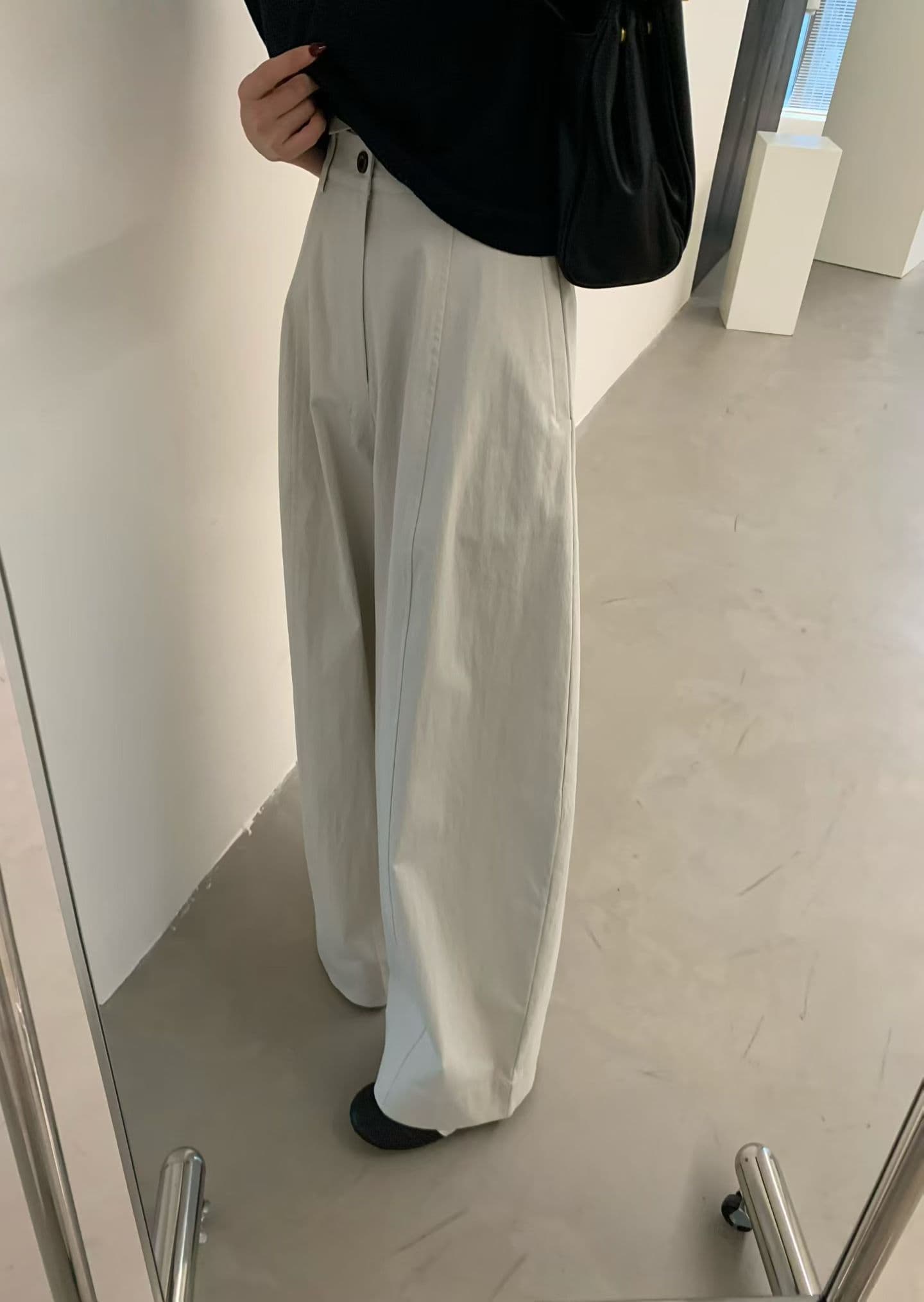 가을 의상 새로운 한 부서 미니멀리즘 모통이 칼 바지 여성 루즈핏 캐주얼 바지 느슨함 센스 와이드 레그 팬츠 프로필 모양 품격 섹션 이미지 4