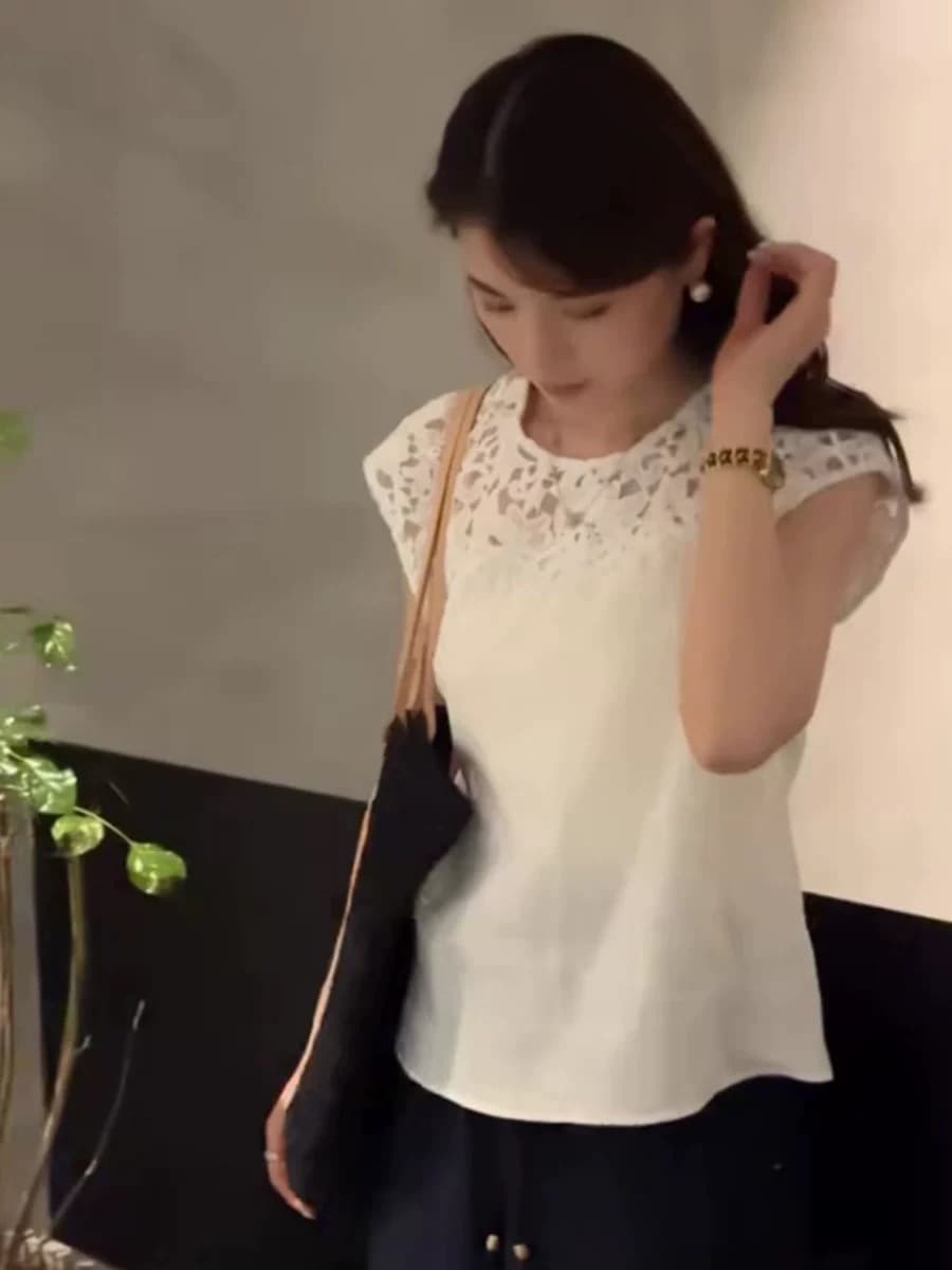 여름 드레스 새로운 화이트 만나는 레이스 조각 아마 민소매 조끼 여성 루즈핏 다용도 연령 감소 품격 맨위 상세 이미지 20