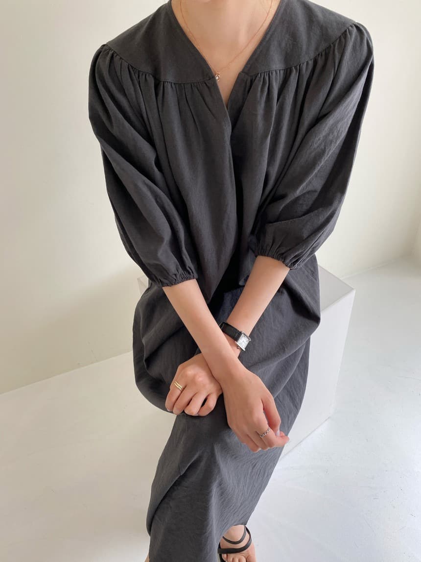 한국 chic 미니멀리즘 면 린넨 드레스 여름 느긋한 바람 패션 루즈핏 캐주얼 디자인 센스 버블 중간 소매 여성 의류 상세 이미지 27