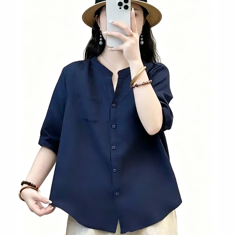 여름 드레스 새로운 면 린넨 반팔 인터넷 에디션 셔츠 싱글 줄 버튼 슬림해 보이는 품격 작은 셔츠 루즈핏 다용도 오픈 가디건 상세 이미지 17