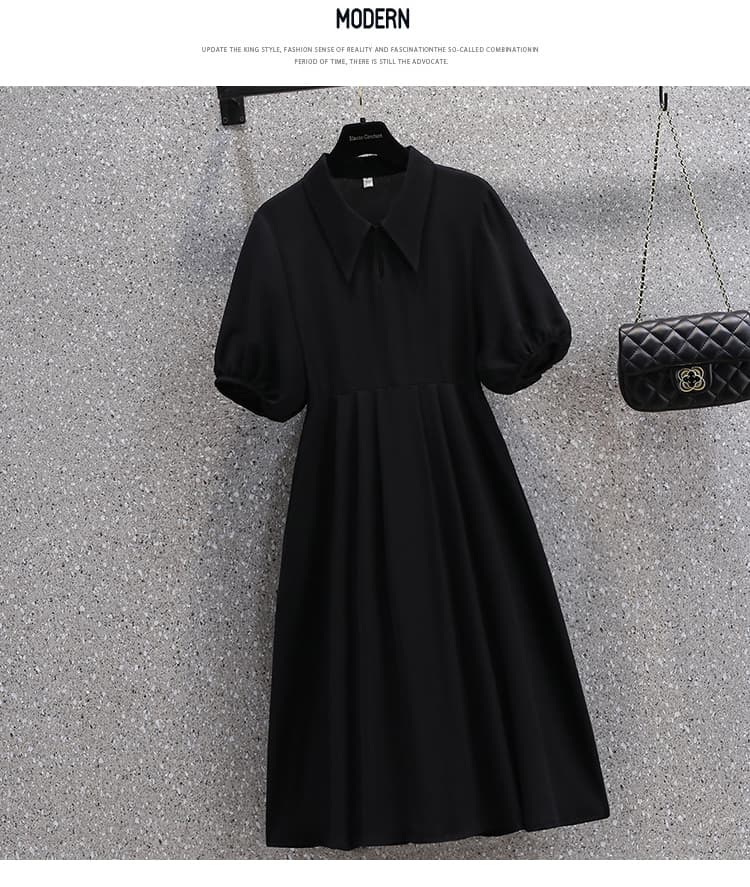 실사 새로운 숨기기 고기 표지 배 반소매 드레스 빅 사이즈 여성 의류 통통한 여동생 루즈핏 롱 스커트 m-4xl200 근 상세 이미지 12