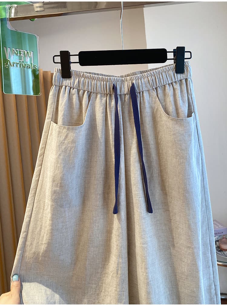 한 부서 느긋한 바람 와이드 레그 팬츠 여름 얇은 스타일 고급 센스 루즈핏 다용도 허리밴드 캐주얼 풍선 바지 상세 이미지 5