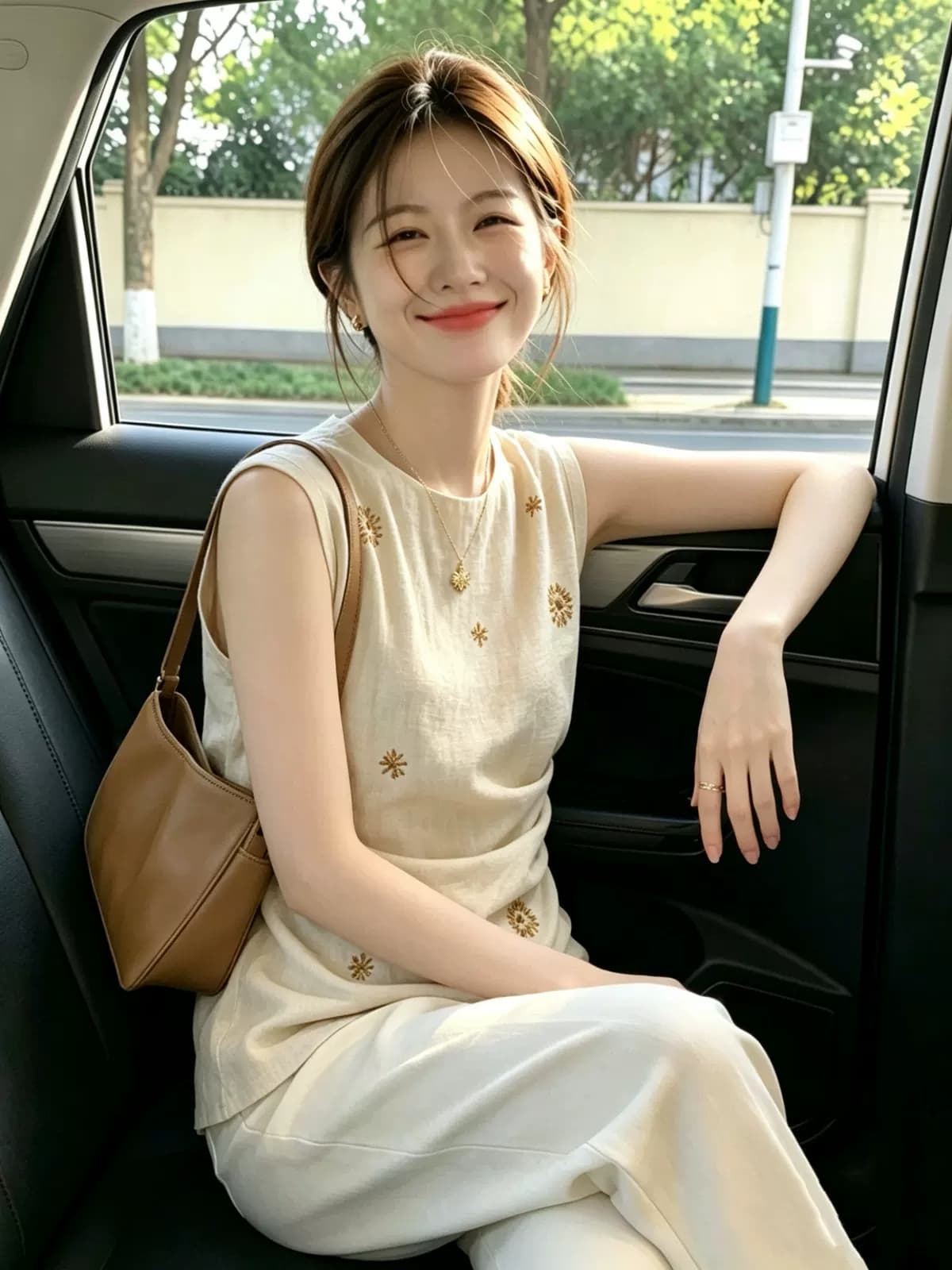 여름 새로운 빛 요리 한 바람 꽃 자수 민소매 조끼 여성 베이지 색 허리 수축 오래된 돈 바람 빅 사이즈 맨위 상세 이미지 4