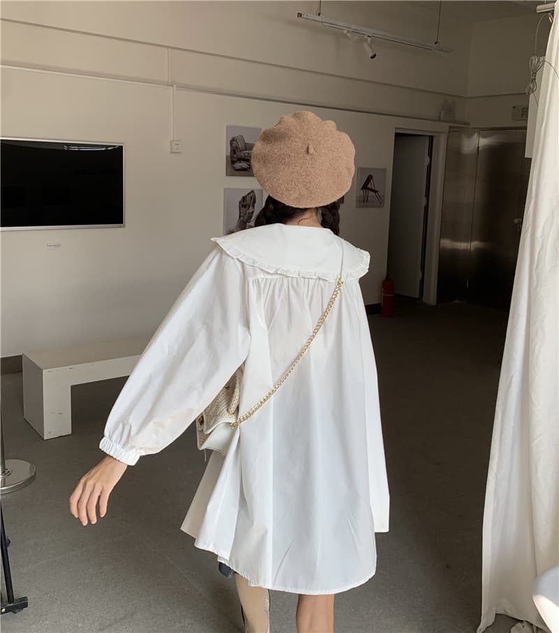 2026 이른 가을 한 부서 빅 사이즈 여성 의류 베이비 칼라 드레스 다용도 루즈핏 드레스 상세 이미지 4