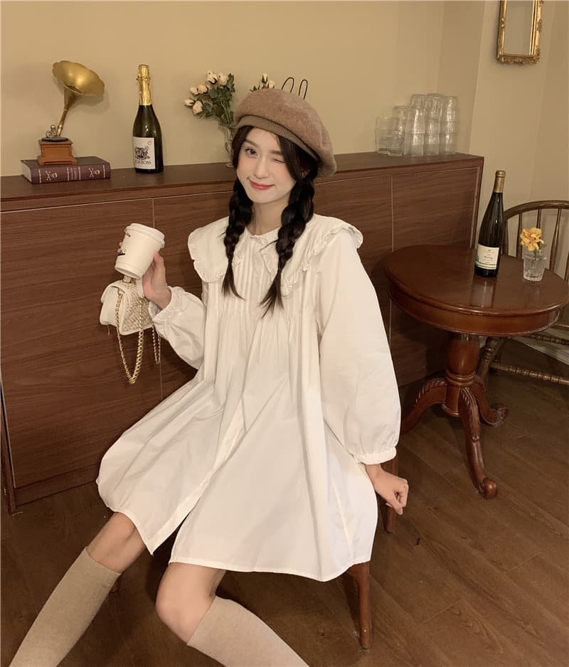 2026 이른 가을 한 부서 빅 사이즈 여성 의류 베이비 칼라 드레스 다용도 루즈핏 드레스 상세 이미지 9