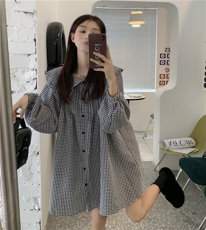 2026 이른 가을 한 부서 빅 사이즈 여성 의류 베이비 칼라 드레스 다용도 루즈핏 드레스 상세 이미지 13