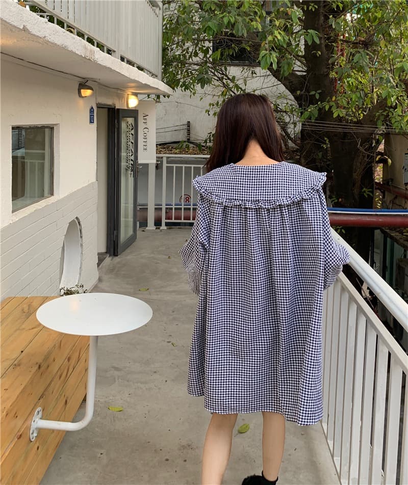 2026 이른 가을 한 부서 빅 사이즈 여성 의류 베이비 칼라 드레스 다용도 루즈핏 드레스 상세 이미지 17