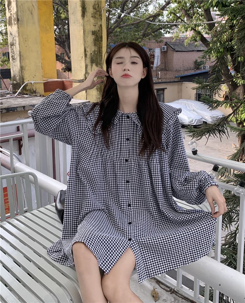 2026 이른 가을 한 부서 빅 사이즈 여성 의류 베이비 칼라 드레스 다용도 루즈핏 드레스 상세 이미지 18