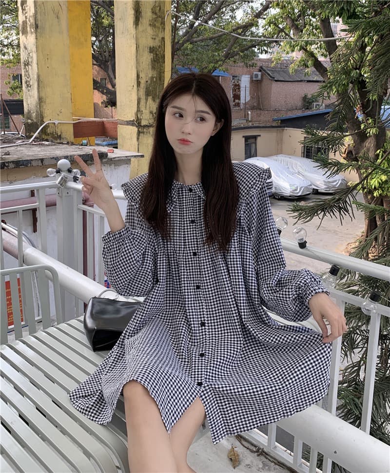 2026 이른 가을 한 부서 빅 사이즈 여성 의류 베이비 칼라 드레스 다용도 루즈핏 드레스 상세 이미지 19
