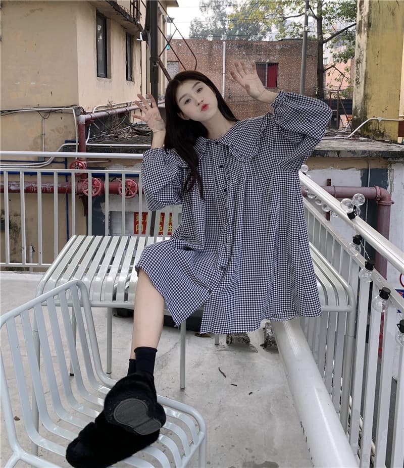 2026 이른 가을 한 부서 빅 사이즈 여성 의류 베이비 칼라 드레스 다용도 루즈핏 드레스 상세 이미지 20