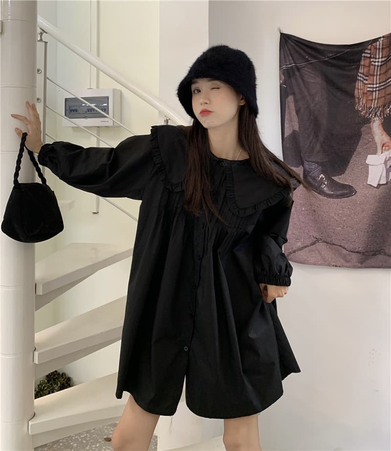 2026 이른 가을 한 부서 빅 사이즈 여성 의류 베이비 칼라 드레스 다용도 루즈핏 드레스 상세 이미지 25