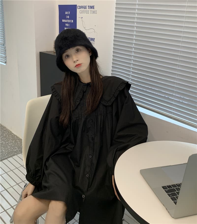 2026 이른 가을 한 부서 빅 사이즈 여성 의류 베이비 칼라 드레스 다용도 루즈핏 드레스 상세 이미지 26