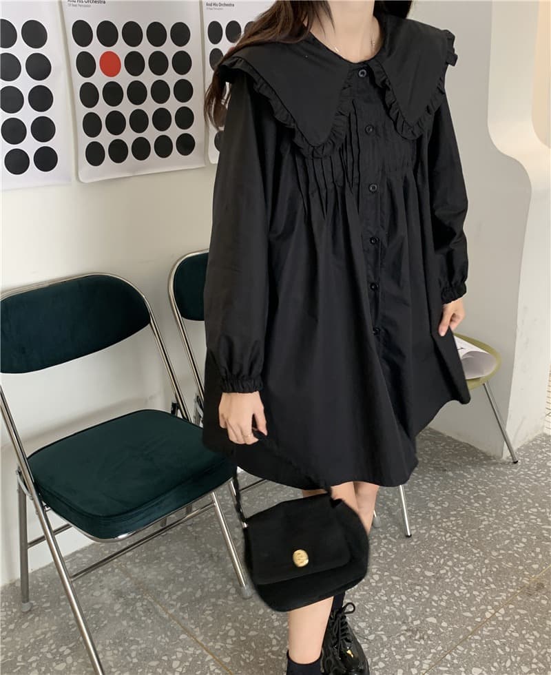 2026 이른 가을 한 부서 빅 사이즈 여성 의류 베이비 칼라 드레스 다용도 루즈핏 드레스 상세 이미지 28