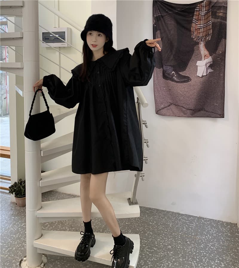 2026 이른 가을 한 부서 빅 사이즈 여성 의류 베이비 칼라 드레스 다용도 루즈핏 드레스 상세 이미지 30