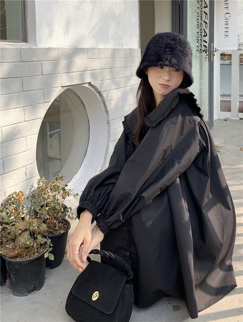 2026 이른 가을 한 부서 빅 사이즈 여성 의류 베이비 칼라 드레스 다용도 루즈핏 드레스 상세 이미지 33