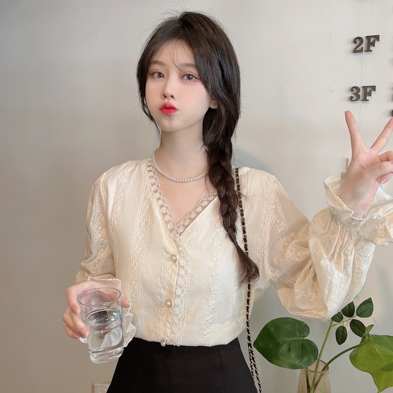 실사 2026 이른 가을 빅 사이즈 여성 의류 부드러운 바람 프랑스식 디자인 센스 대양 품격 긴팔 셔츠 m-4xl200 근 상세 이미지 8