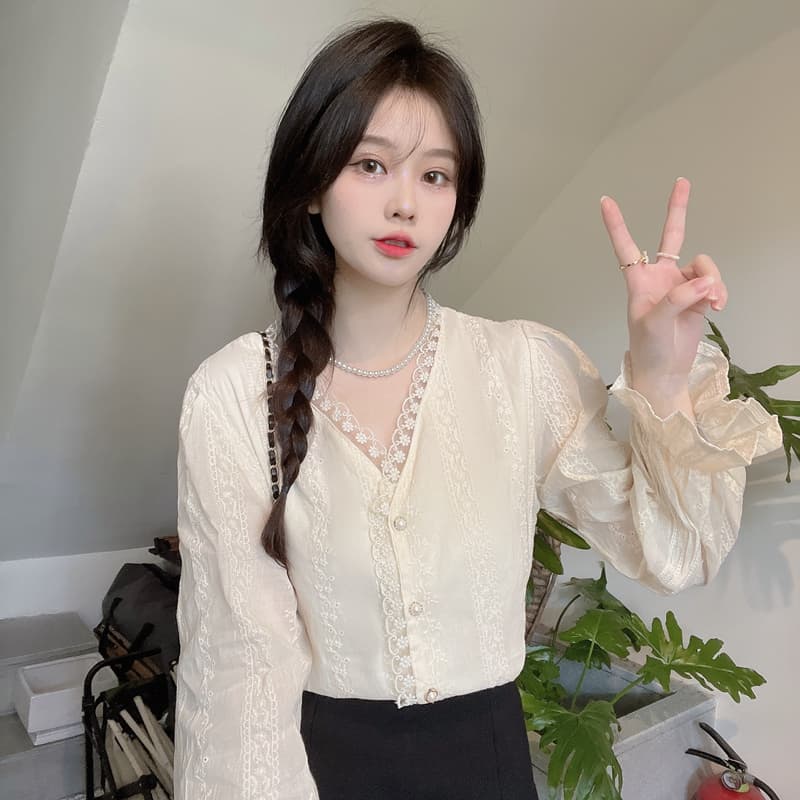 실사 2026 이른 가을 빅 사이즈 여성 의류 부드러운 바람 프랑스식 디자인 센스 대양 품격 긴팔 셔츠 m-4xl200 근 상세 이미지 14