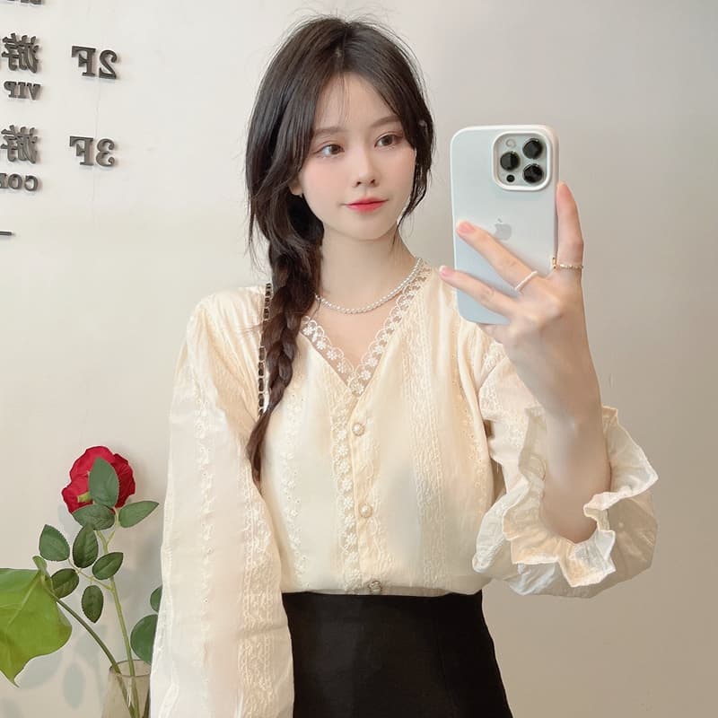 실사 2026 이른 가을 빅 사이즈 여성 의류 부드러운 바람 프랑스식 디자인 센스 대양 품격 긴팔 셔츠 m-4xl200 근 상세 이미지 18