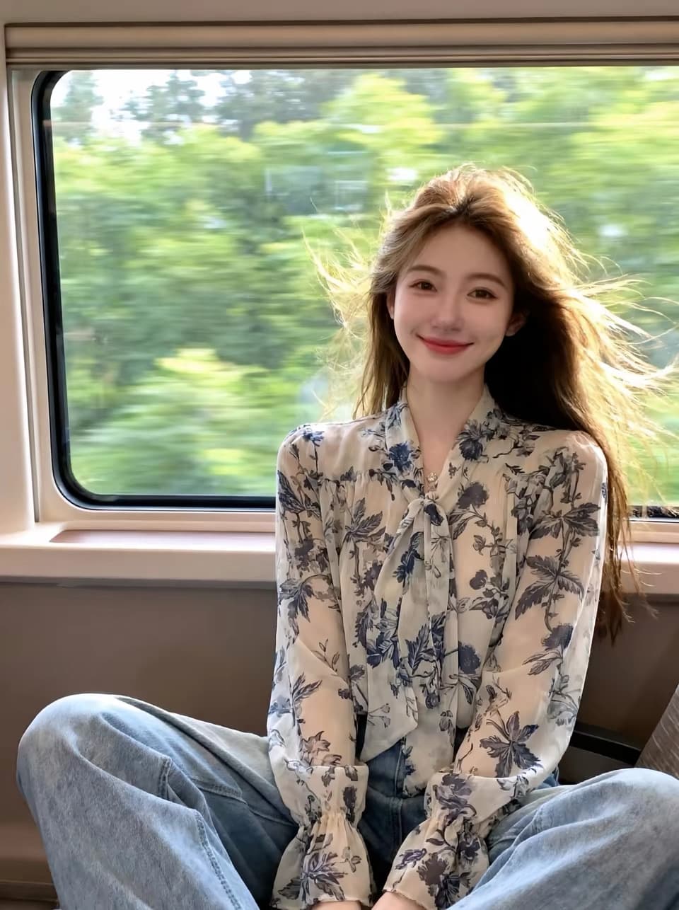 가을 의상 새로운 슬림해 보이는 쉬폰 출퇴근 바람 꽃무늬 리본 셔츠 디자인 센스 긴팔 레이스업 맨위 슈퍼 잘 생긴 상세 이미지 4
