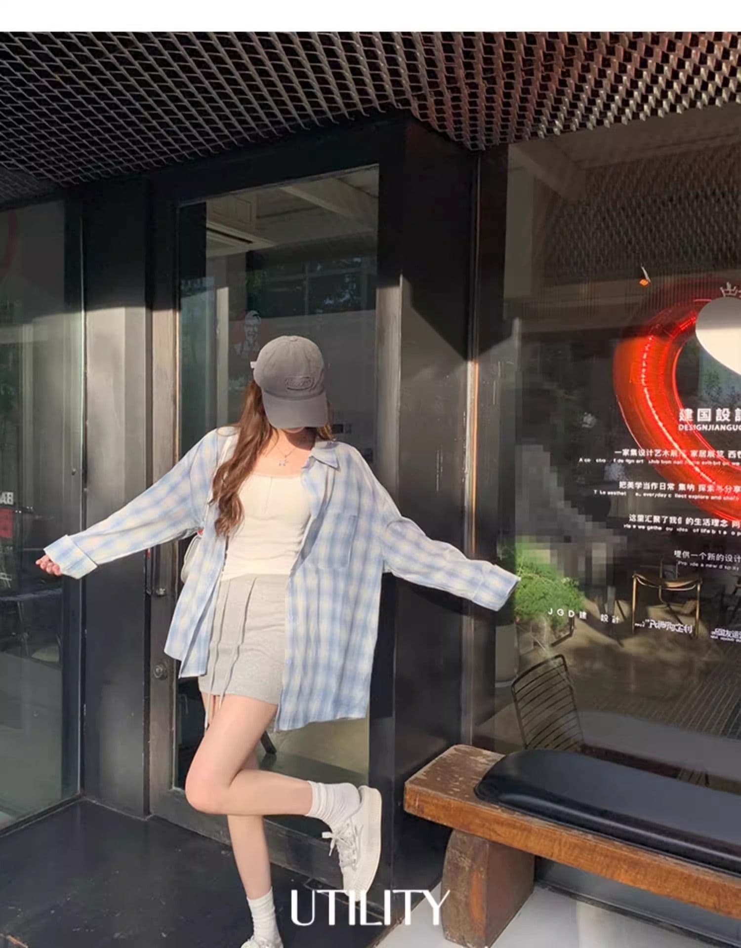 가을 의상 새로운 파란색 체크무늬 자외선 차단 셔츠 느긋한 캐주얼 루즈핏 긴팔 다용도 셔츠 디자인 맨위 재킷 상세 이미지 10