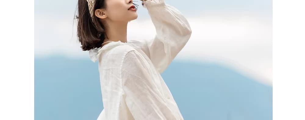 가을 의상 새로운 화이트 셔츠 긴팔 여성 의류 루즈핏 프릴 맨위 Chic 프랑스식 셔츠 상세 이미지 6