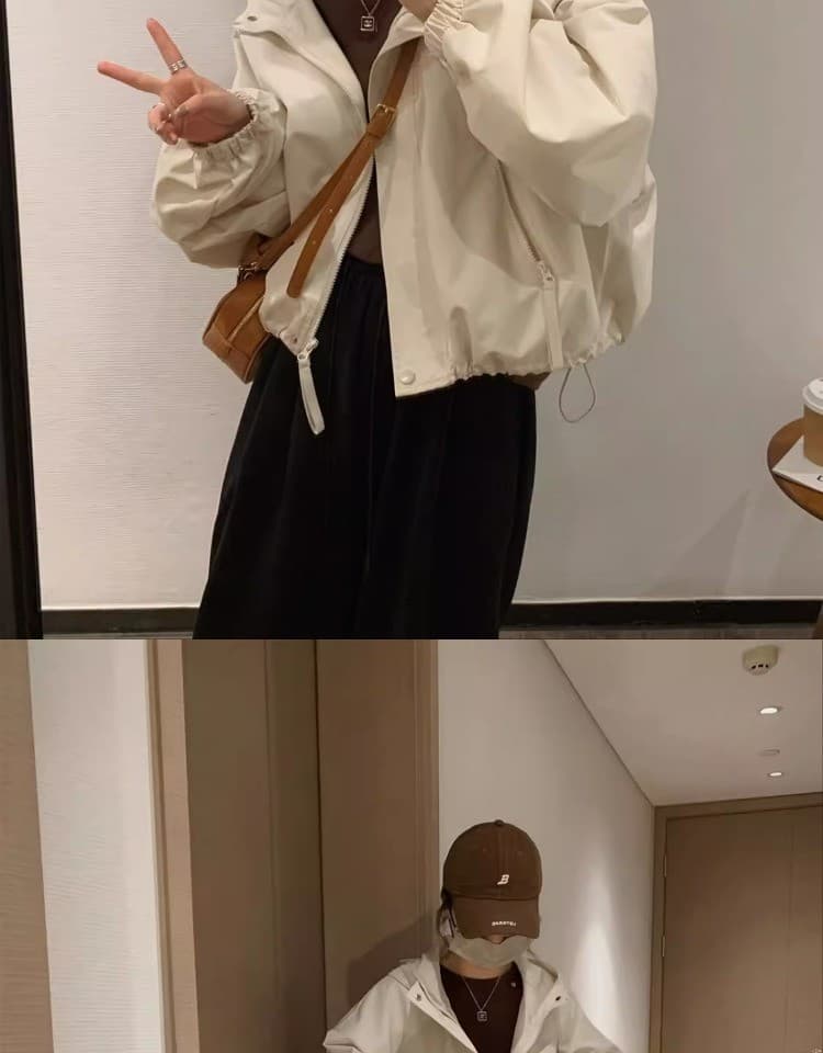 가을 겨울 의류 새로운 패션 워크웨어 자켓 루즈핏 쇼트 스타일 재킷 맨위 작은 키 후드 여성 코트 상세 이미지 7