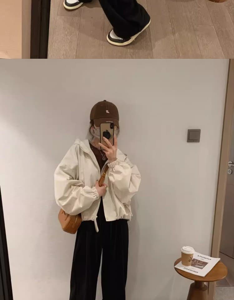 가을 겨울 의류 새로운 패션 워크웨어 자켓 루즈핏 쇼트 스타일 재킷 맨위 작은 키 후드 여성 코트 상세 이미지 13