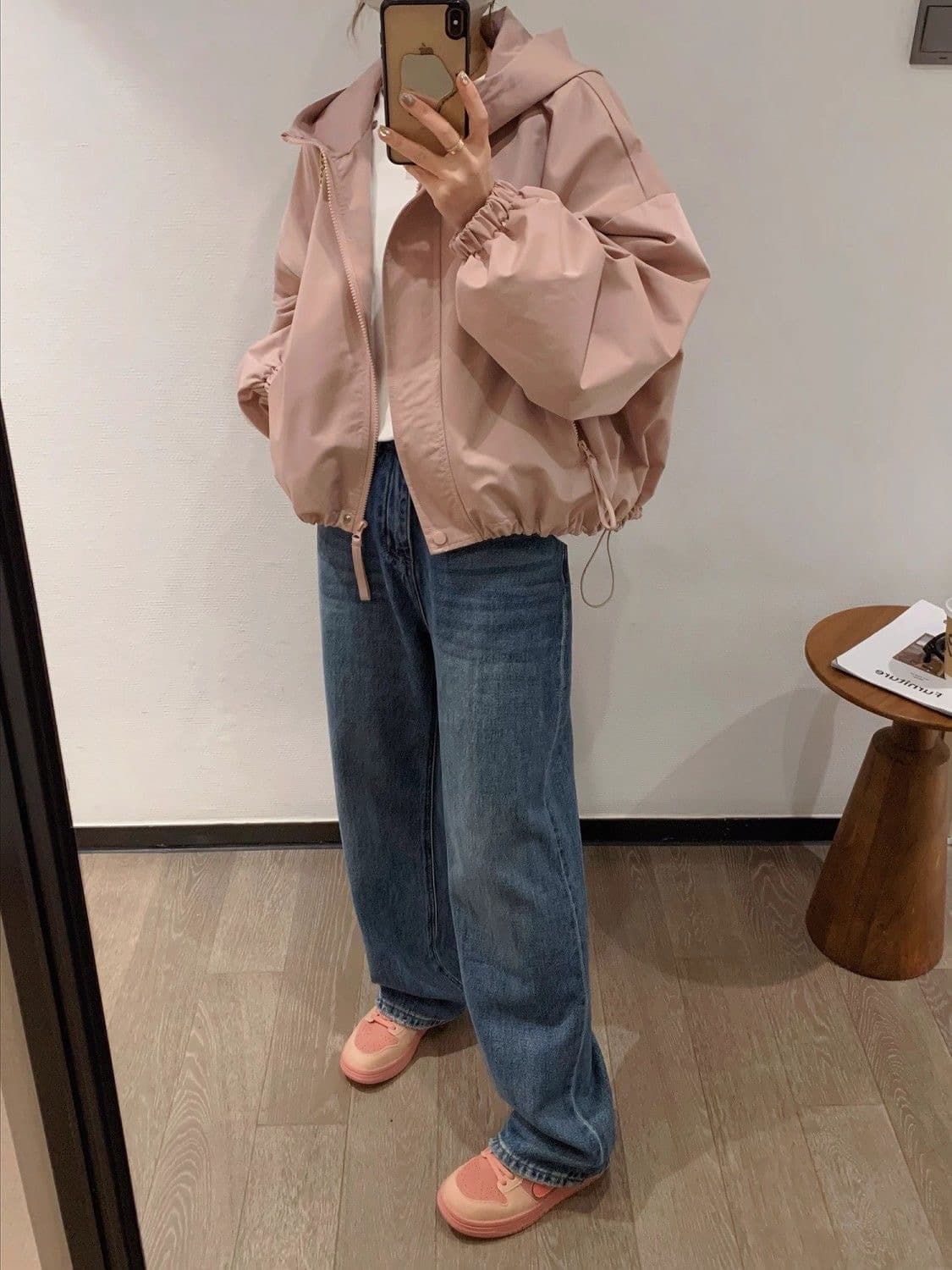 가을 겨울 의류 새로운 패션 워크웨어 자켓 루즈핏 쇼트 스타일 재킷 맨위 작은 키 후드 여성 코트 상세 이미지 39