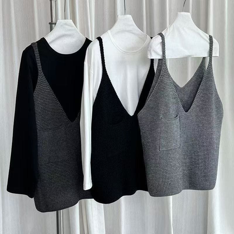 가을 겨울 의류 새로운 루즈핏 빅 사이즈 chic 느긋한 부담하지 마세요. 루즈핏 주머니 스웨터 조끼 슬립 외출용 상세 이미지 15