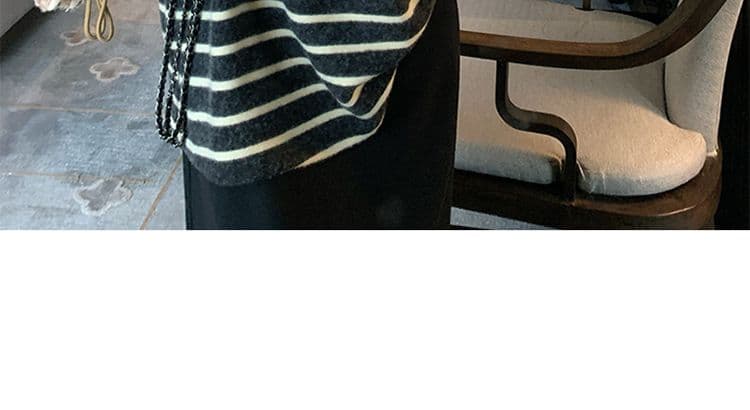 지금 지금 2026 이른 가을 신제품 임산부 스트라이프 긴팔 연삭 털 배색 루즈핏 느긋한 풀오버 맨위 반신 스커트 상세 이미지 52
