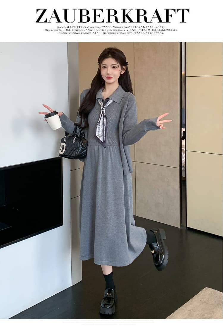 실사 임산부 가을 겨울 새로운 작은 샤넬 스타일 세트 트렌디 엄마 외국 가스 슬림해 보이는 카디건 코트 조끼 스커트 투피스 세트 상세 이미지 21