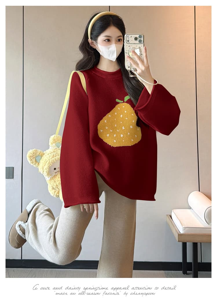 실사 새로운 출산 착용 2026 가을 겨울 두꺼운 외출용 자카드 풀오버 루즈핏 캐주얼 다용도 맨위 상세 이미지 35
