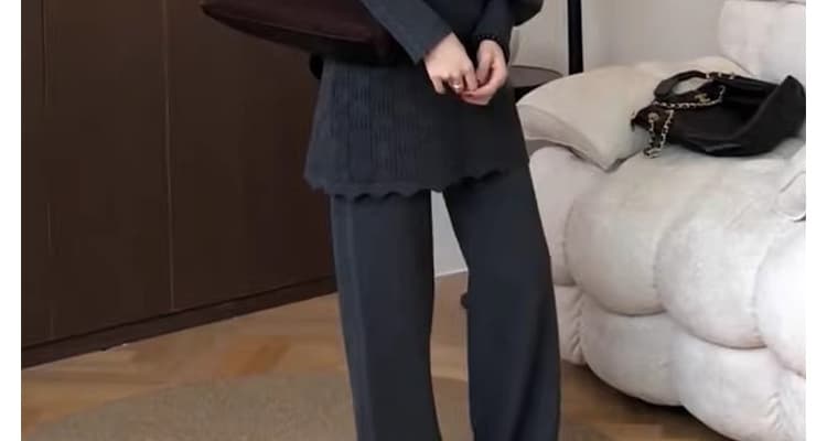 지금 신제품 임산부 느긋한 캐주얼 세트 가을 겨울 새로운 니트 스웨터 스웨터 방귀 커튼 바지 투피스 세트 착용 가져 가라. 상세 이미지 70