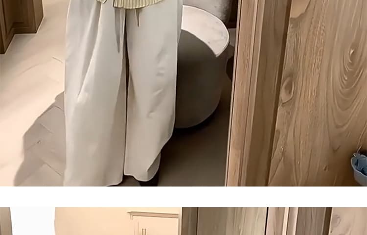 지금 지금 2026 이른 가을 신제품 출산 착용 봄 작은 청신 스트라이프 셔츠 와이드 레그 팬츠 세트 상세 이미지 27