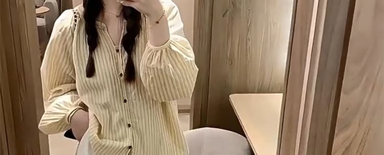 지금 지금 2026 이른 가을 신제품 출산 착용 봄 작은 청신 스트라이프 셔츠 와이드 레그 팬츠 세트 상세 이미지 31