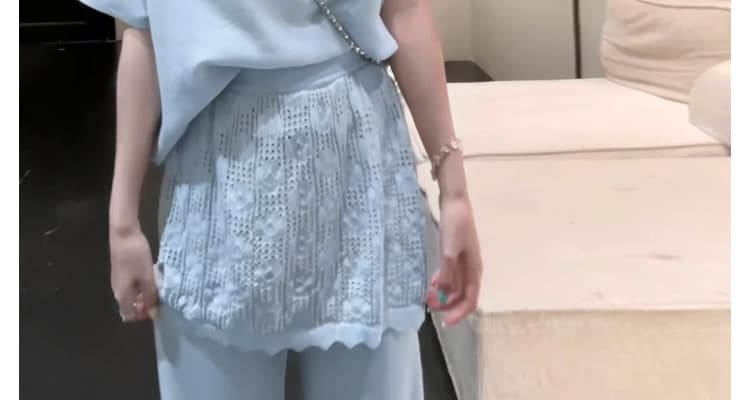 대 핏 스타일 2026 여름 신제품 임산부 느긋한 캐주얼 세트 니트 스웨터 랩스커트팬츠 바지 투피스 세트 착용 가져 가라. 상세 이미지 40
