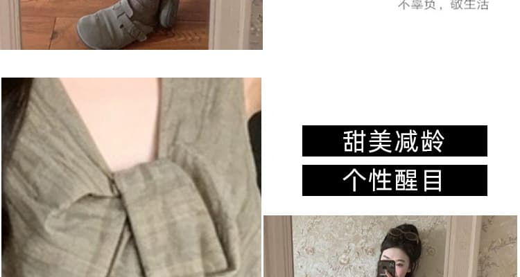 여름 신제품 레트로 매듭 V넥 루즈핏 빅 사이즈 임산부 드레스 캐주얼 슬림해 보이는 새로운 출산 스커트 상세 이미지 9