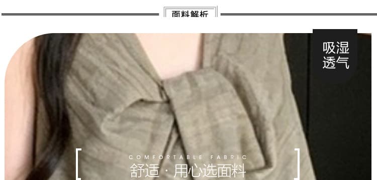 여름 신제품 레트로 매듭 V넥 루즈핏 빅 사이즈 임산부 드레스 캐주얼 슬림해 보이는 새로운 출산 스커트 상세 이미지 17