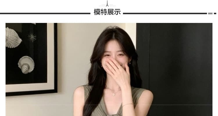 여름 신제품 레트로 매듭 V넥 루즈핏 빅 사이즈 임산부 드레스 캐주얼 슬림해 보이는 새로운 출산 스커트 상세 이미지 19