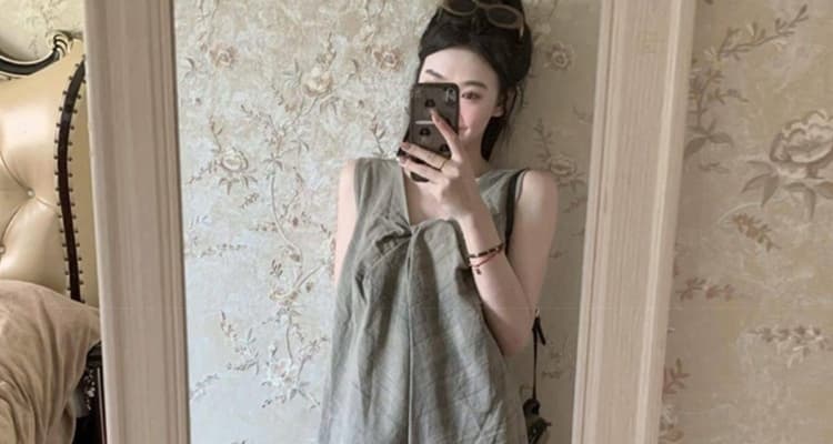 여름 신제품 레트로 매듭 V넥 루즈핏 빅 사이즈 임산부 드레스 캐주얼 슬림해 보이는 새로운 출산 스커트 상세 이미지 27