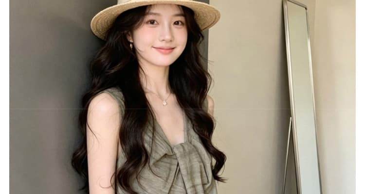 여름 신제품 레트로 매듭 V넥 루즈핏 빅 사이즈 임산부 드레스 캐주얼 슬림해 보이는 새로운 출산 스커트 상세 이미지 38