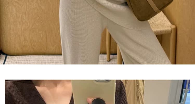 지금 2026 임산부 가을 겨울 새로운 두꺼운 루즈핏 빅 사이즈 느긋한 바람 스웨터 맨위 와이드 레그 팬츠 임산부 세트 상세 이미지 39