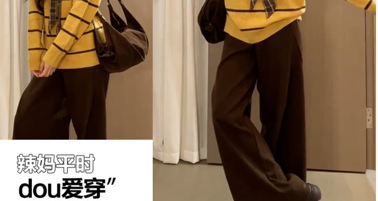 지금 한 부서 출산 착용 POLO 칼라 스트라이프 풀오버 두꺼운 스웨터 여자 가을 겨울 느긋한 루즈핏 니트 스웨터 맨위 상세 이미지 12