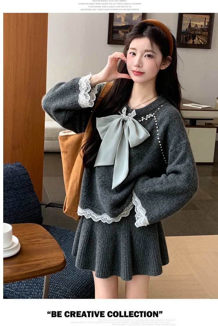 실사 2026 가을 겨울 새로운 게으른 착용 가져 가라. 두꺼운 임산부 스웨터 패션 루즈핏 빅 사이즈 반신 치마 세트 상세 이미지 21