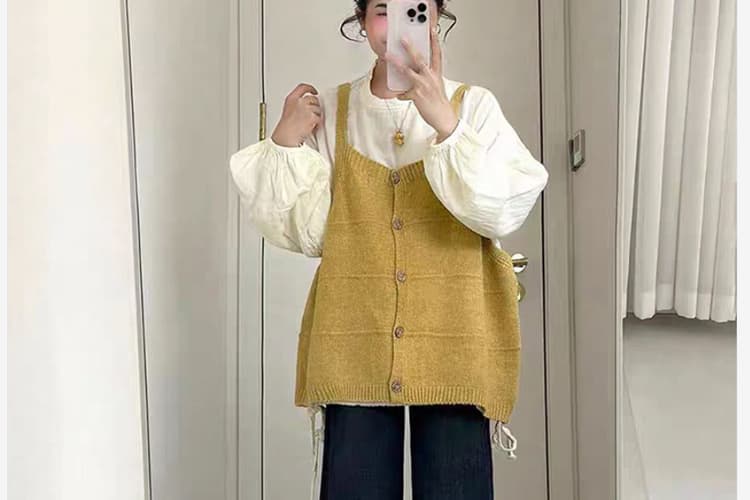 지금 임산부 2026 가을과 겨울 패션 다용도 루즈핏 순면 맨위 조끼 베스트 게으른 착용 가져 가라. 투피스 세트 상세 이미지 20