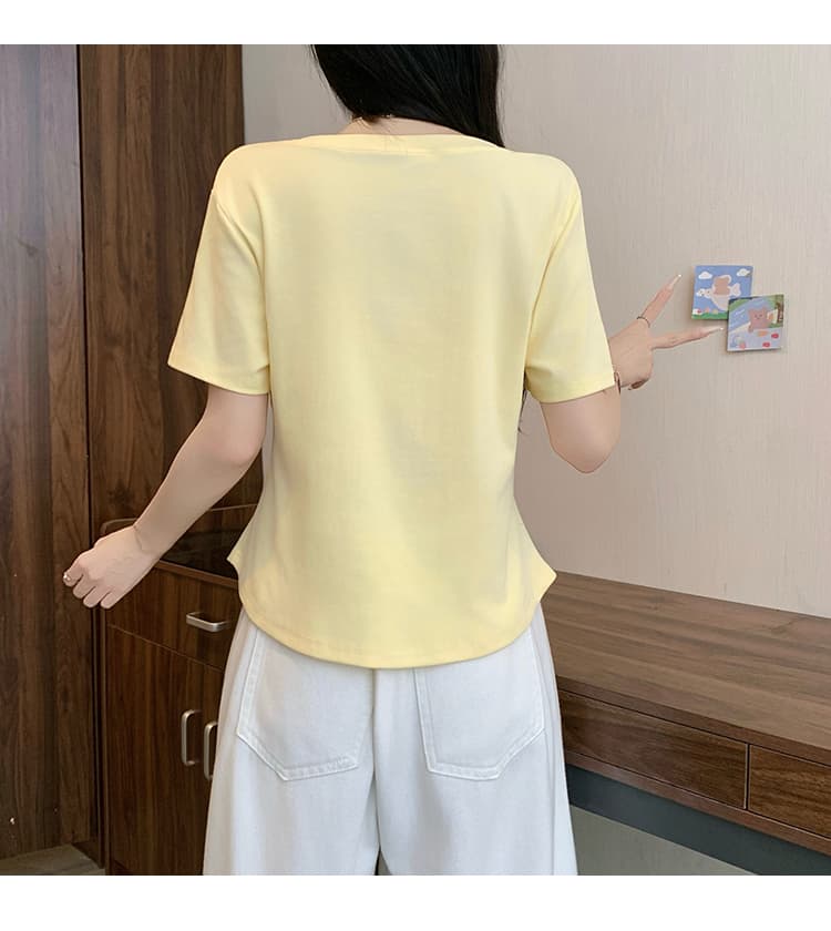 정가 실사 2026 여름 드레스 새로운 지방 mm 빅 사이즈 여성 레저 만화 프린트 라운드 넥 곡선 반팔 티셔츠 상세 이미지 25
