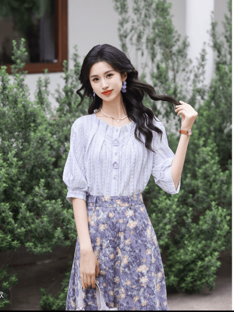 여름 분위기 센스 셔츠 새로운 프랑스식 레트로 스타일 품격 슬림해 보이는 티셔츠 이미지 2