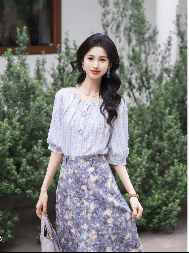 여름 분위기 센스 셔츠 새로운 프랑스식 레트로 스타일 품격 슬림해 보이는 티셔츠 이미지 4