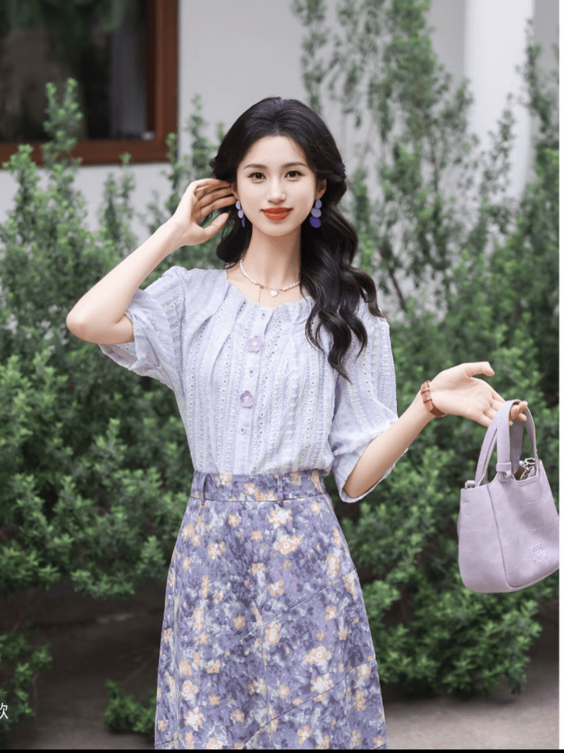 여름 분위기 센스 셔츠 새로운 프랑스식 레트로 스타일 품격 슬림해 보이는 티셔츠 상세 이미지 5